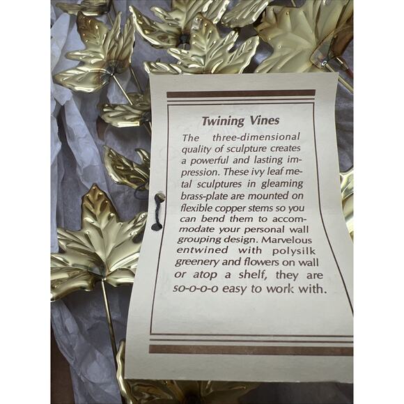 Vintage Home Interiors Wall Art Gold-tone Metal Leaves Vines 1970 Set Of 3 - Picture 4 of 7